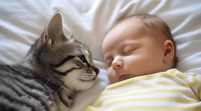 Cat won’t let baby sleep alone – parents call the police when they find out why